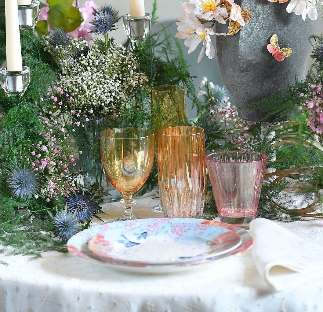 Modrá sklenice ROSY flétna, 2 ks - Luisa Beccaria - perdonahome