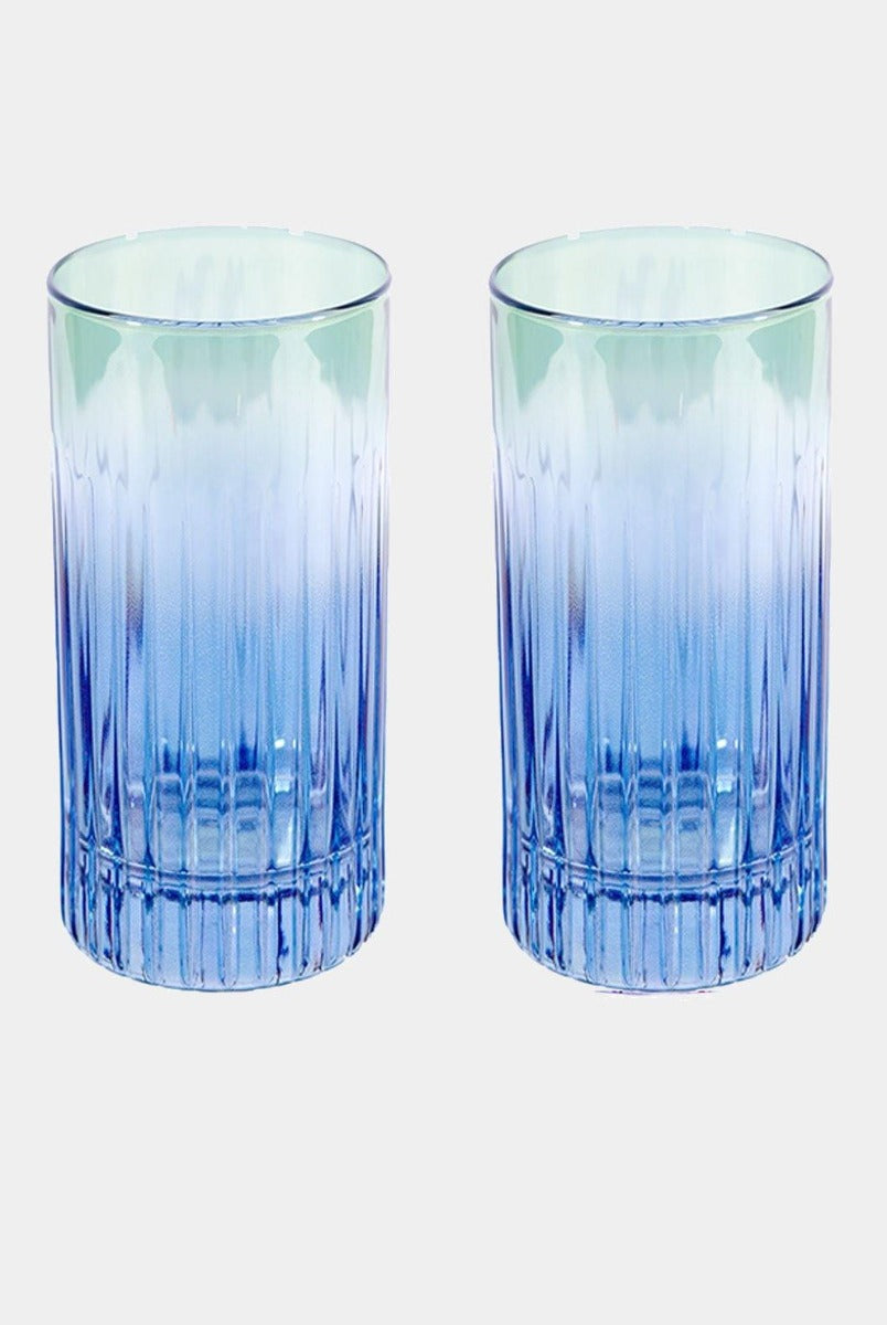 Modrozelená sklenice tumbler vysoká, 2 ks - Luisa Beccaria - perdonahome