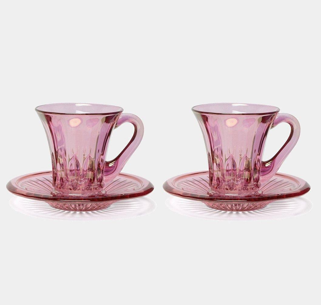 Růžový espresso šálek s podšálkem, 2 ks - Luisa Beccaria - perdonahome