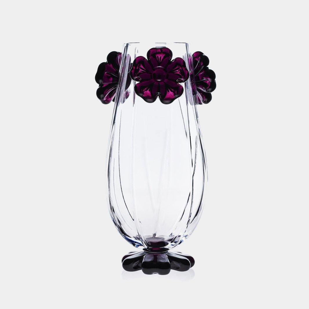 Křišťálová váza CISTUS DROP se 4 ametystovými květy - MARIO CIONI & C. - perdonahome