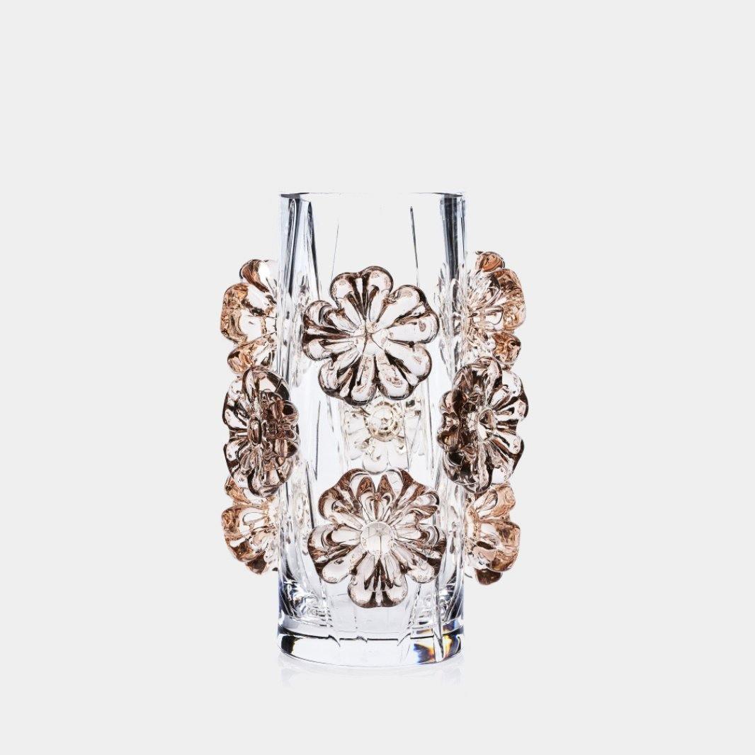 Křišťálová váza CISTUS ELECTIC s 9 bronzovými květy - MARIO CIONI & C. - perdonahome