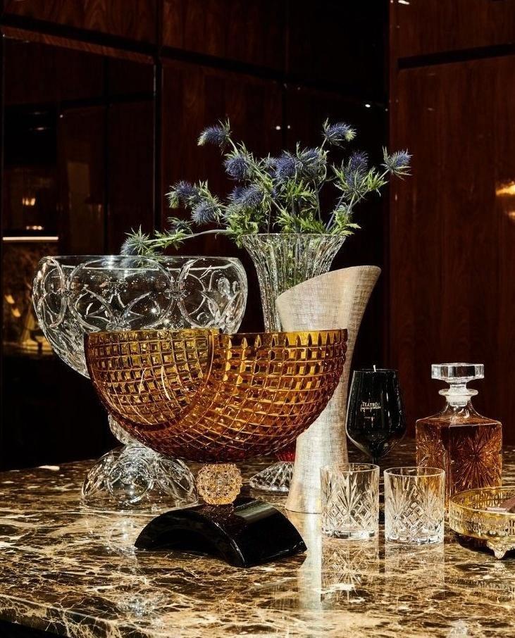 Ručně broušená křišťálová mísa LUXÉ AMBER - MARIO CIONI & C. - perdonahome