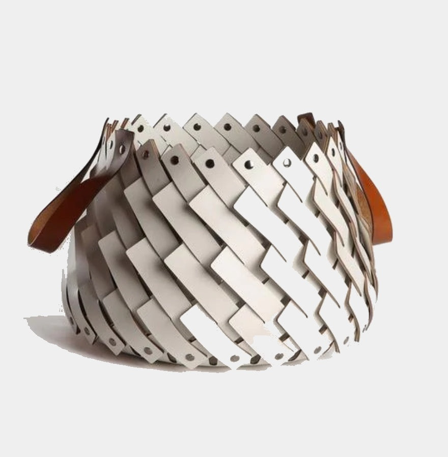 PINETTI ALMERIA kožený koš malý Ø 40 cm s uchy