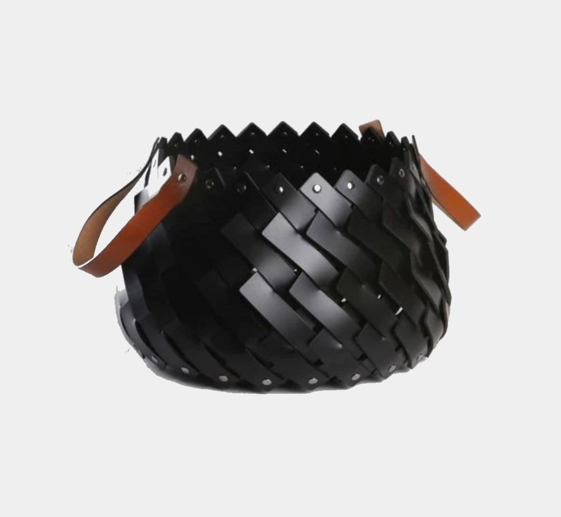 PINETTI ALMERIA kožený koš malý Ø 40 cm s uchy