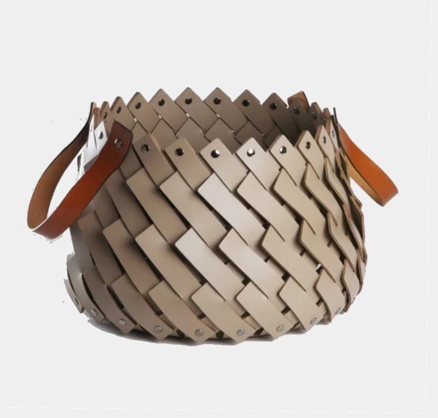 PINETTI ALMERIA kožený koš malý Ø 40 cm s uchy