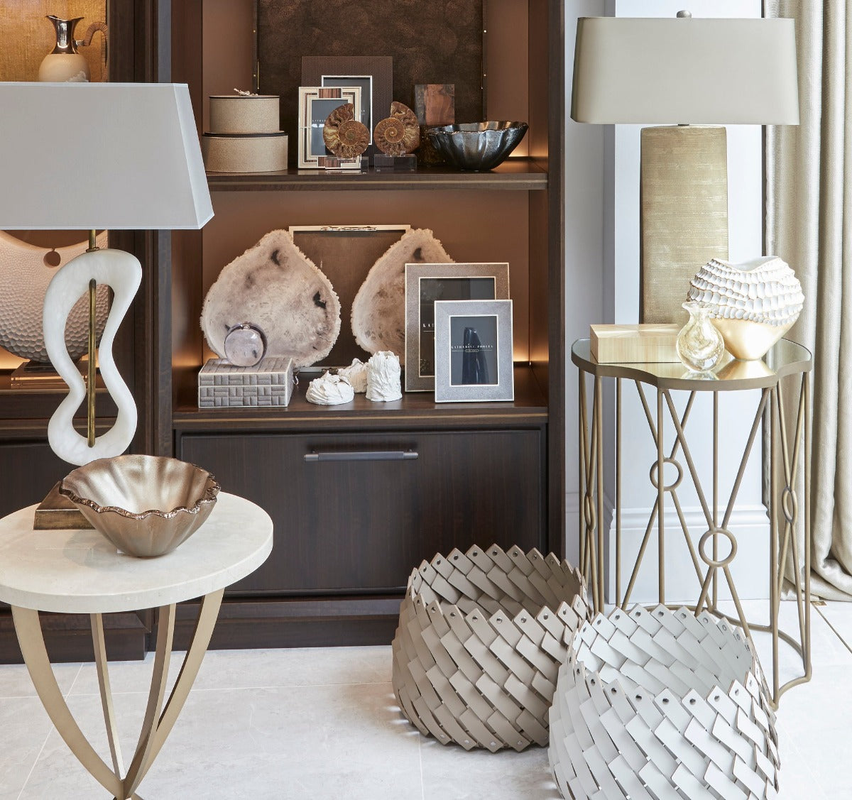 PINETTI ALMERIA kožený koš malý Ø 40 cm s uchy