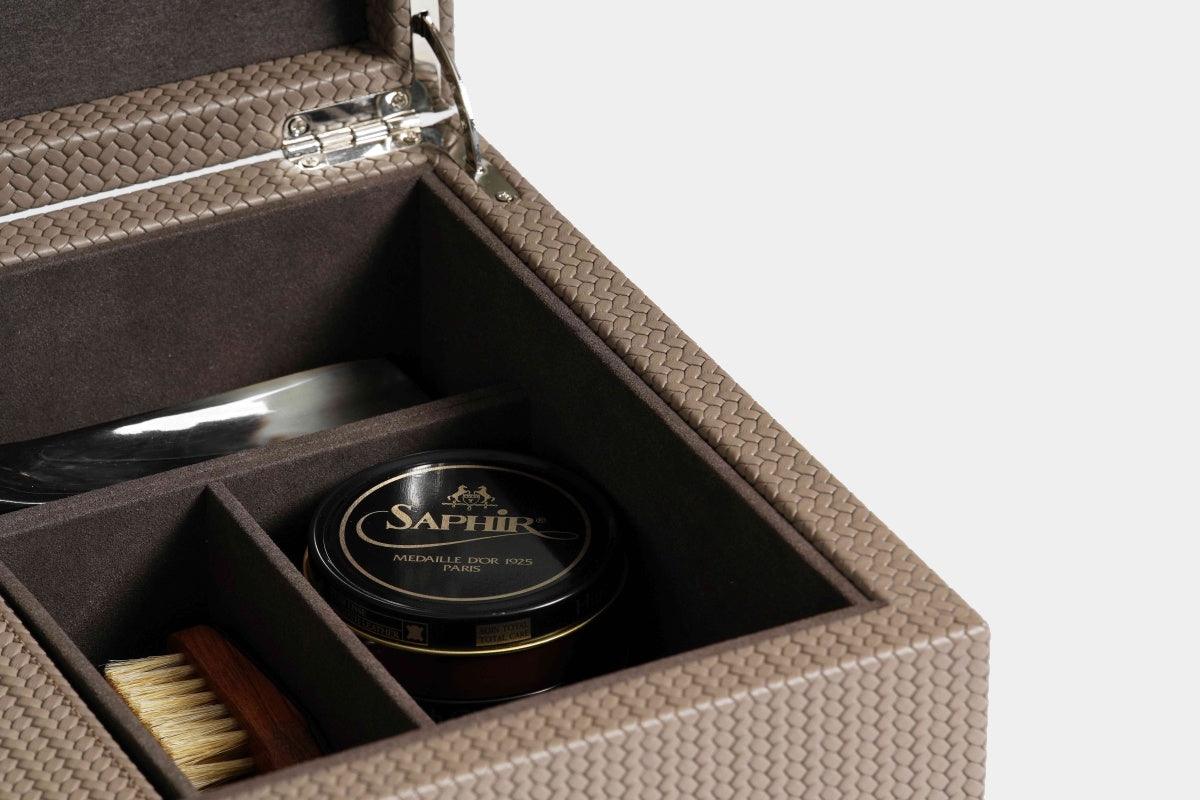 PINETTI Kožený box s přípravky na čištění bot "shoe kit"