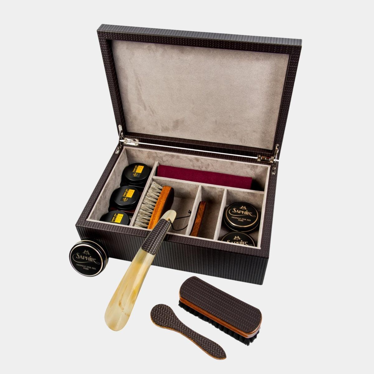 PINETTI Kožený box s přípravky na čištění bot "shoe kit"