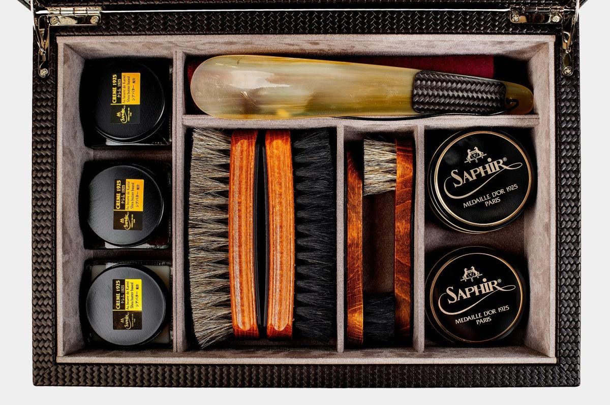 PINETTI Kožený box s přípravky na čištění bot "shoe kit"