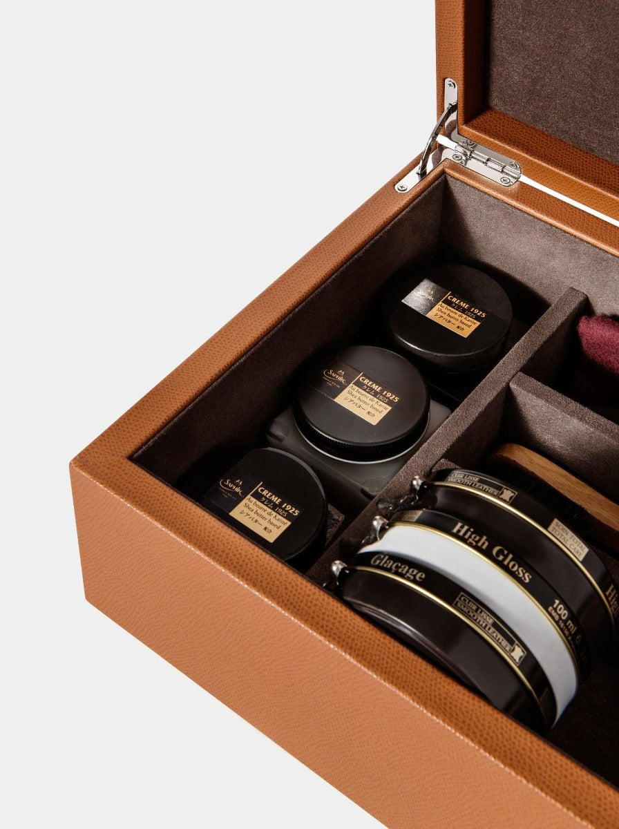 PINETTI Kožený box s přípravky na čištění bot "shoe kit"