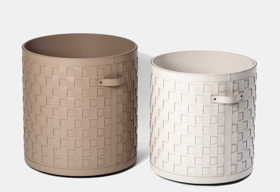 PINETTI DEMETRA kožený kulatý koš na kolečkách