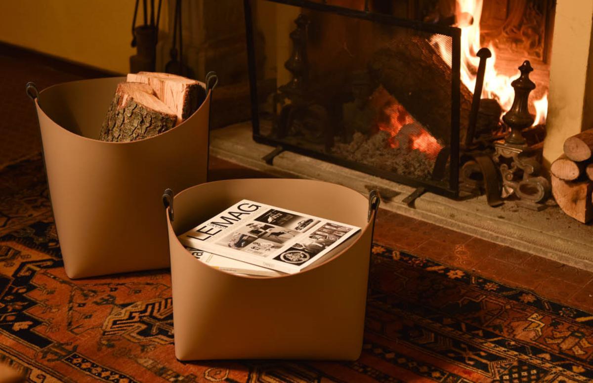 Velký kožený koš OVO s uchem - Pinetti - perdonahome