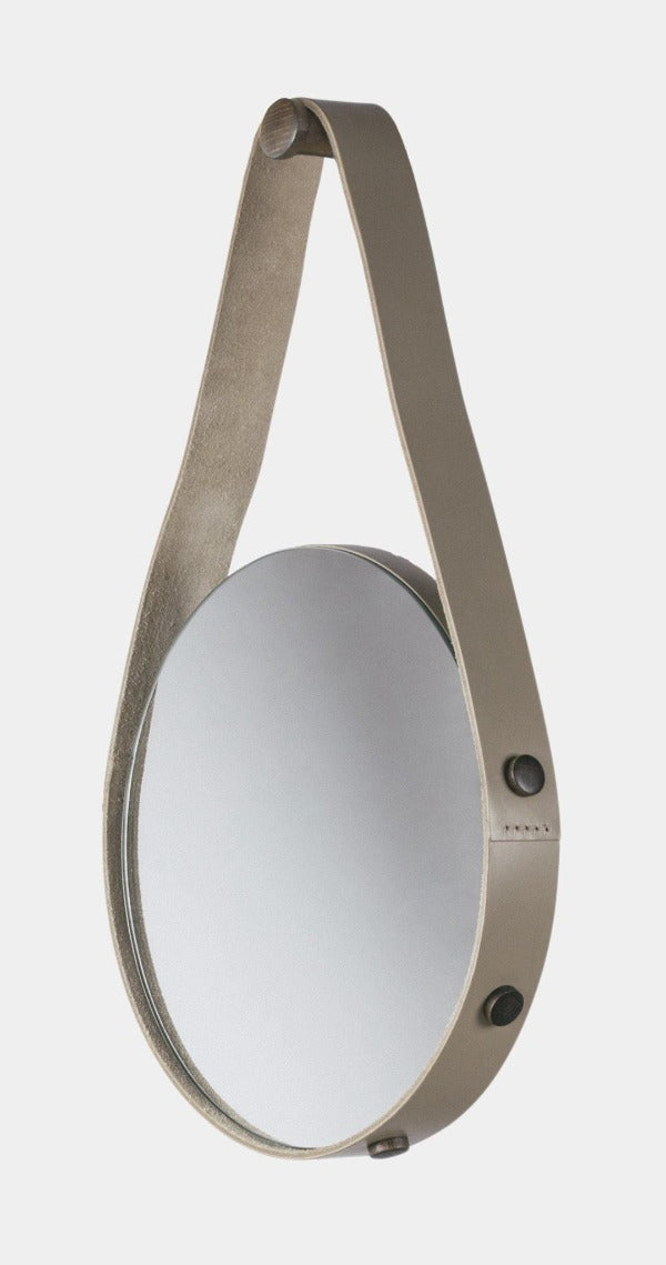 Kulaté zrcadlo s koženým pásem - Rabitti 1969 - perdonahome