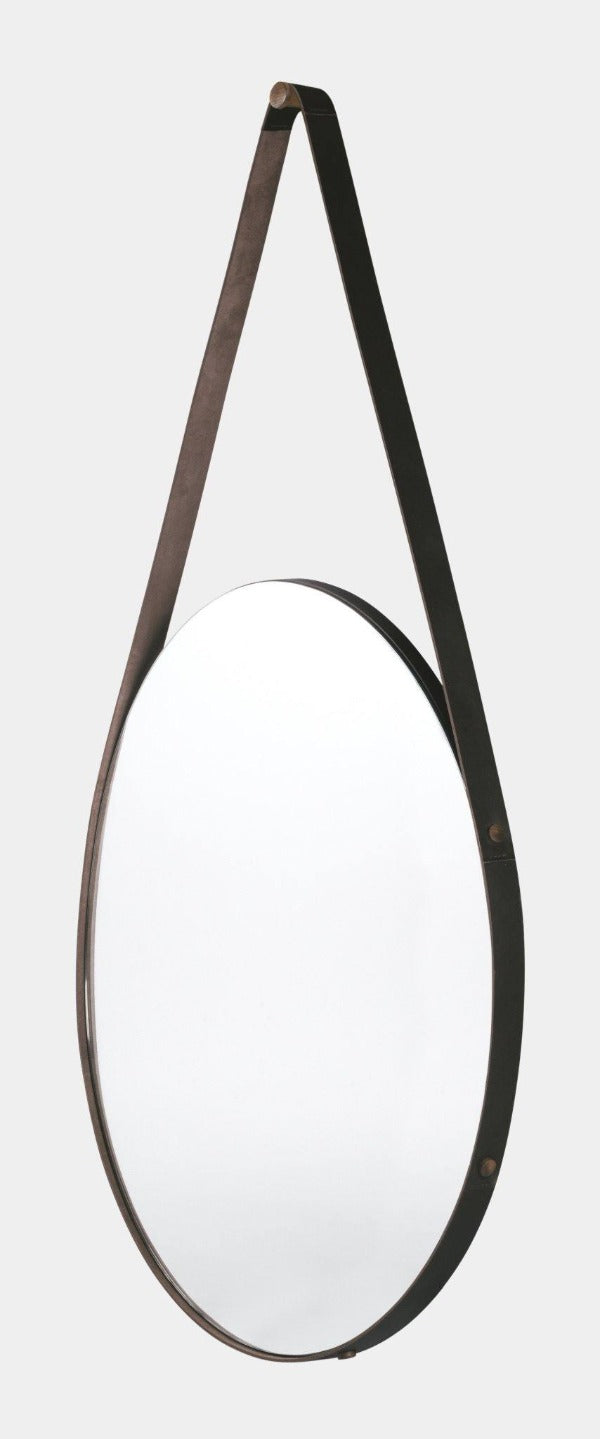 Kulaté zrcadlo s koženým pásem - Rabitti 1969 - perdonahome
