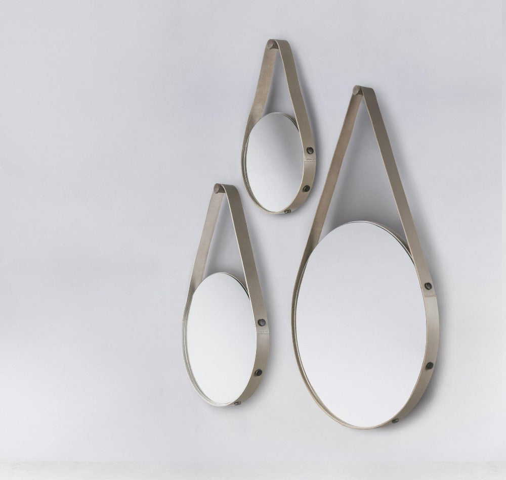 Kulaté zrcadlo s koženým pásem - Rabitti 1969 - perdonahome