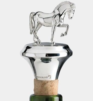 SONJA QUANDT korková zátka na víno z ryzího stříbra KŮŇ