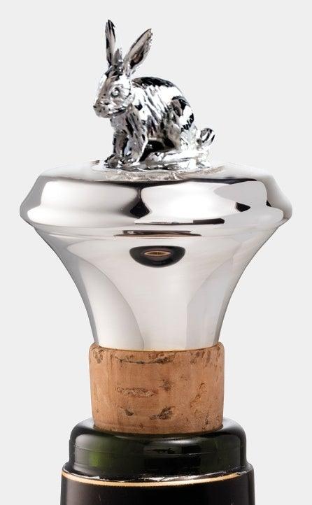 SONJA QUANDT korková zátka na víno z ryzího stříbra ZAJÍC