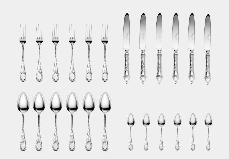 SONJA QUANDT postříbřené příbory VENDOME Sada 24 ks