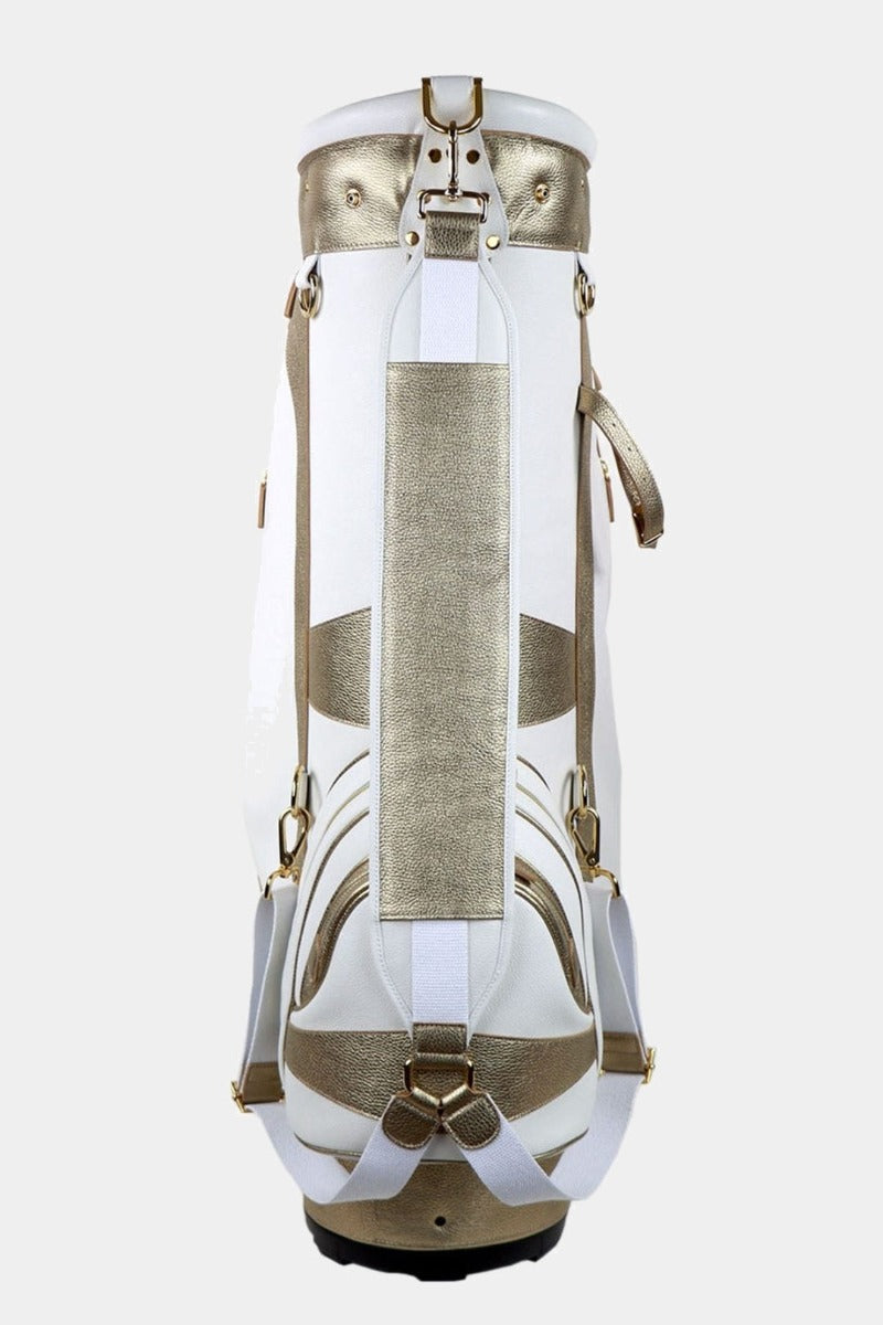 TERRIDA kožený golfový bag na vozík bílá/zlatá