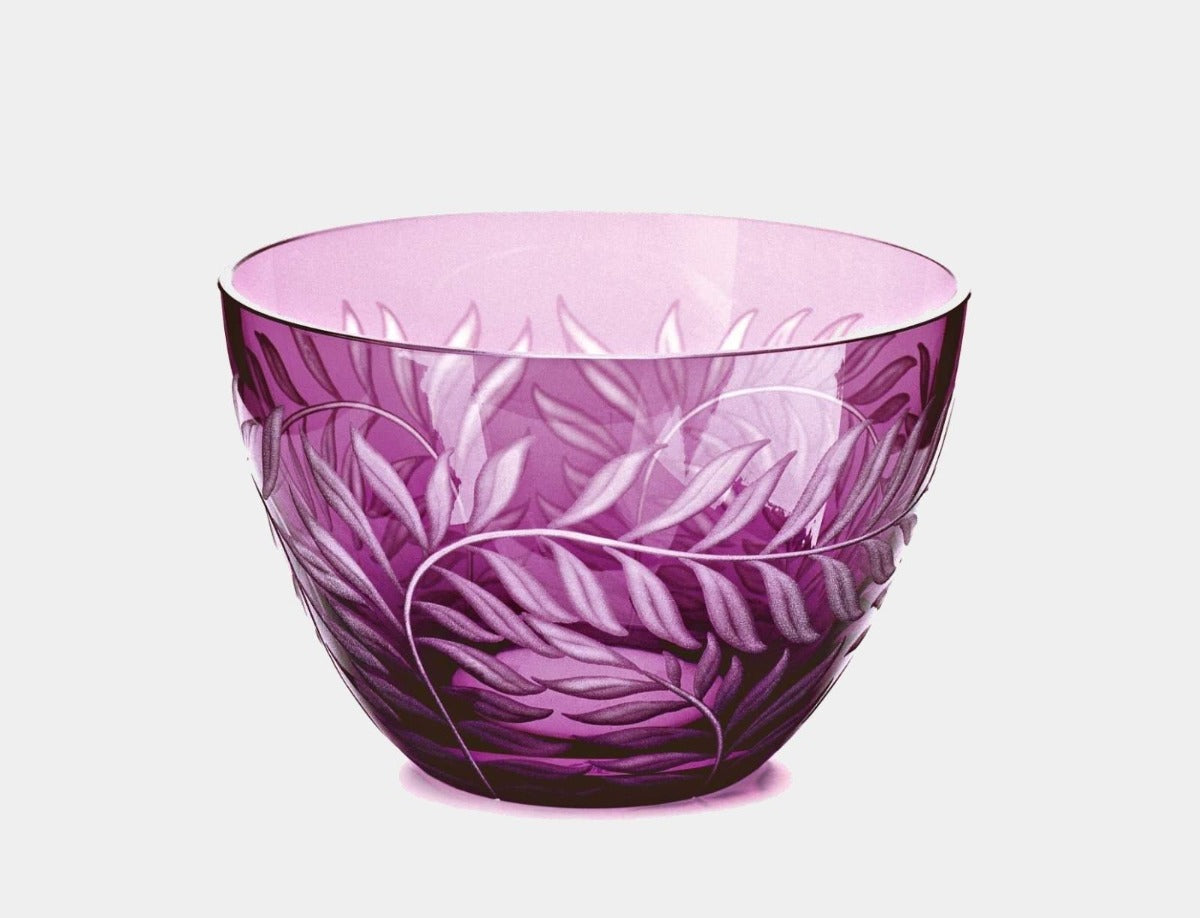 Broušená křišťálová miska FEUILLES ametyst - Theresienthal - perdonahome
