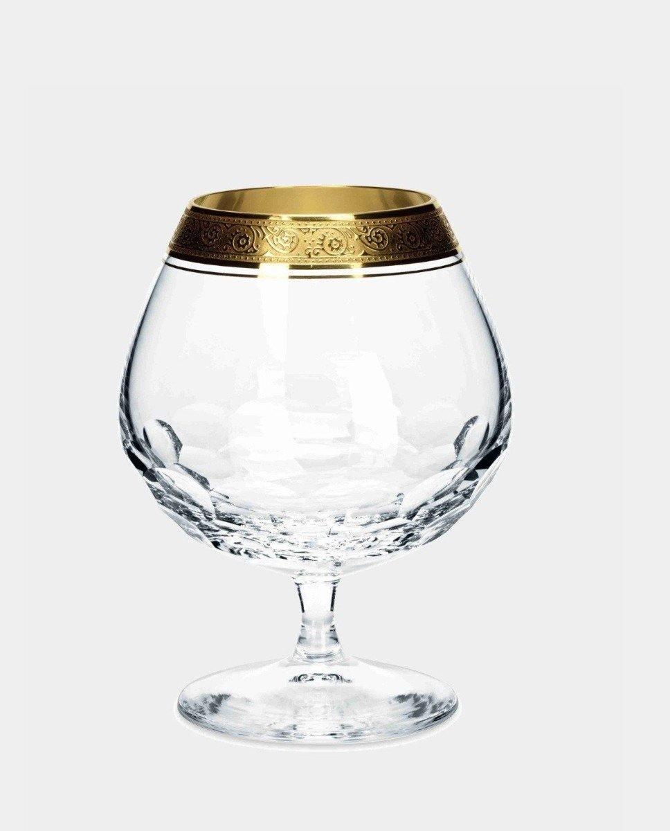 Broušená křišťálová sklenice na brandy BERNADOTTE GOLD - Theresienthal - perdonahome