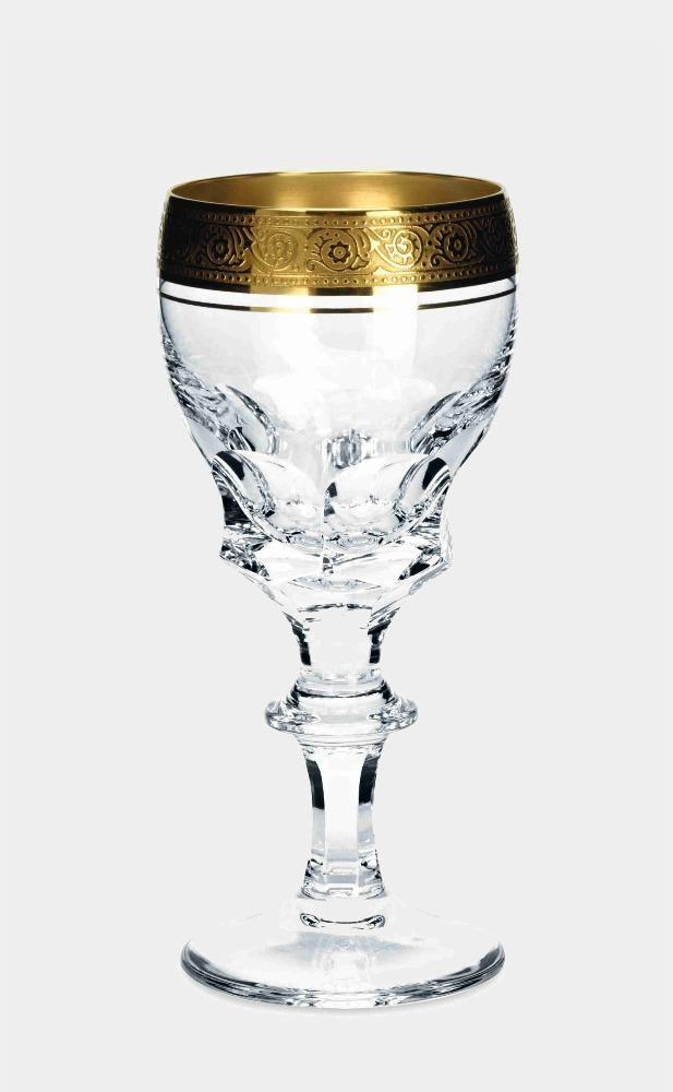 Broušená křišťálová sklenice na stolní víno BERNADOTTE GOLD - Theresienthal - perdonahome
