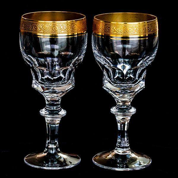 Broušená křišťálová sklenice na stolní víno BERNADOTTE GOLD - Theresienthal - perdonahome