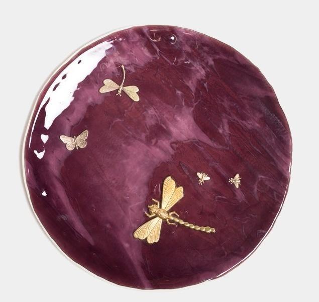 Mramorovaný talíř Charms se zlatými vážkami - Vetrofuso - perdonahome