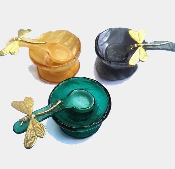 Skleněná slánka se zlatou ještěrkou - Vetrofuso - perdonahome