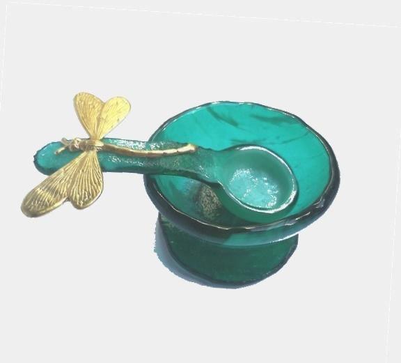 Skleněná slánka se zlatou ještěrkou - Vetrofuso - perdonahome