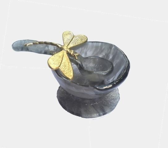 Skleněná slánka se zlatou ještěrkou - Vetrofuso - perdonahome