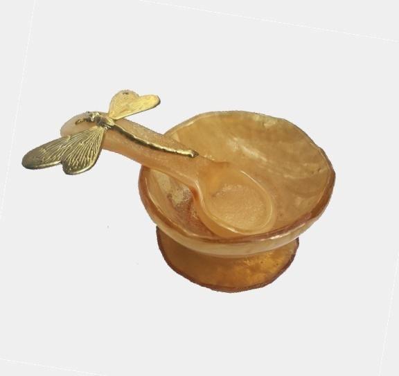 Skleněná slánka se zlatou ještěrkou - Vetrofuso - perdonahome