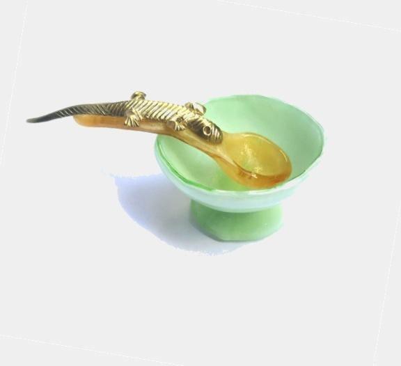 Skleněná slánka se zlatou ještěrkou - Vetrofuso - perdonahome