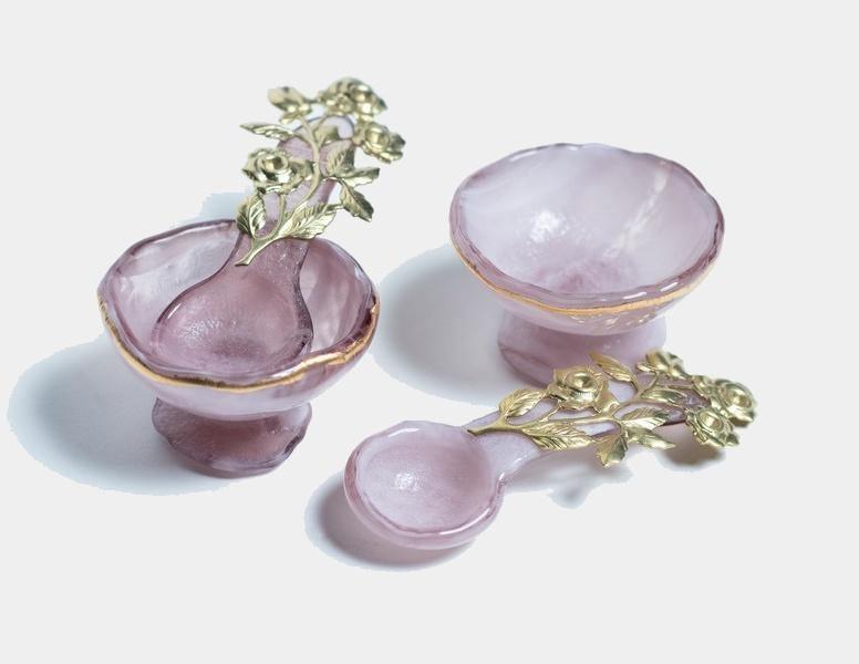 Skleněná slánka se zlatou ještěrkou - Vetrofuso - perdonahome