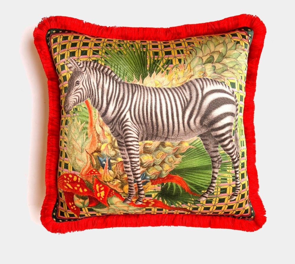 Coreterno sametový polštář Floral Zebra