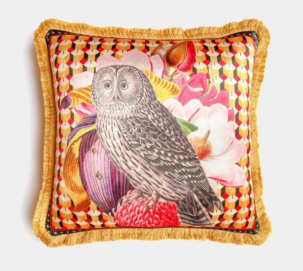 Coreterno sametový polštář Lucky Owl