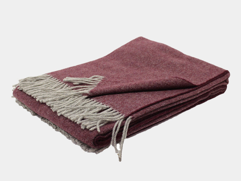 Pléd z panenské merino vlny MELANGE vínový