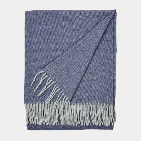 Pléd z panenské merino vlny MELANGE modrý