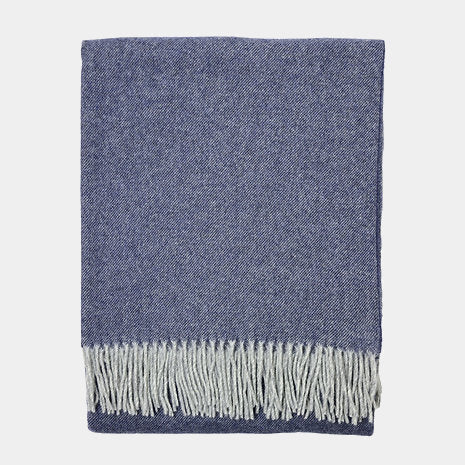 Pléd z panenské merino vlny MELANGE modrý