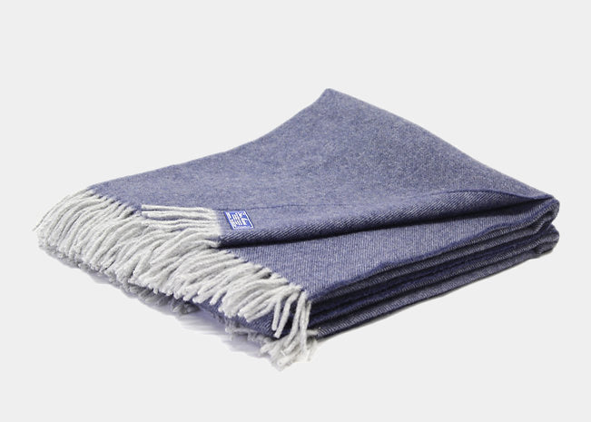 Pléd z panenské merino vlny MELANGE modrý