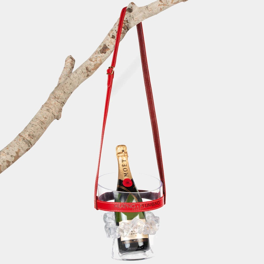 Chladič na šampaňské "Keep Your Cool" - červený kožený řemínek