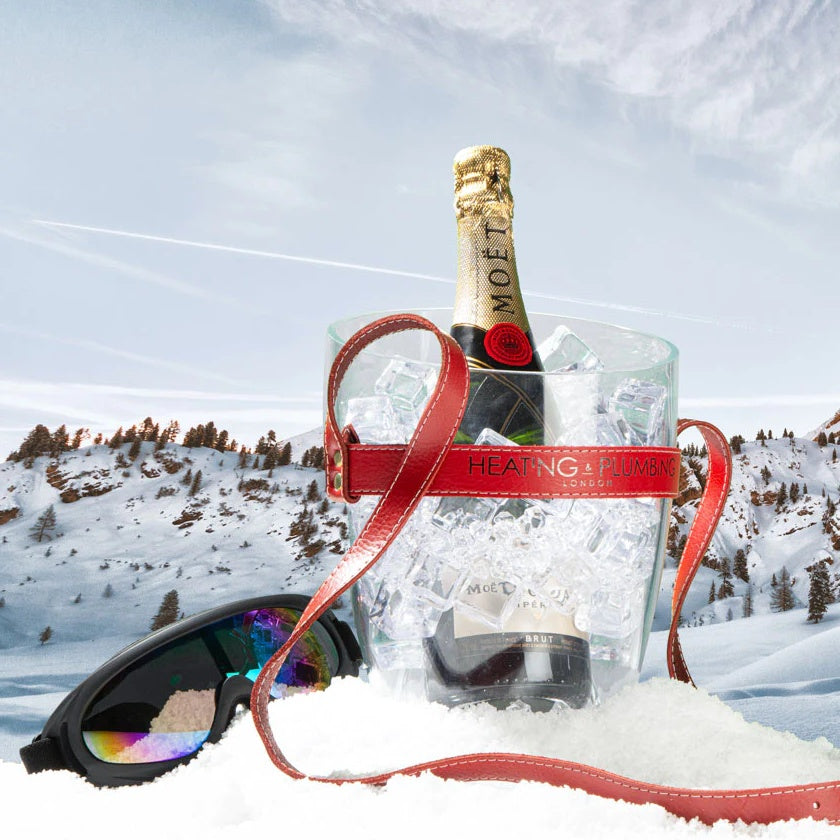 Chladič na šampaňské "Keep Your Cool" - červený kožený řemínek