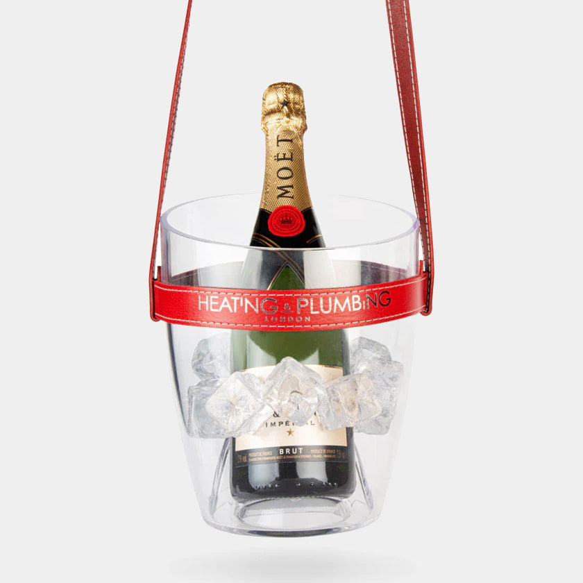 Chladič na šampaňské "Keep Your Cool" - červený kožený řemínek