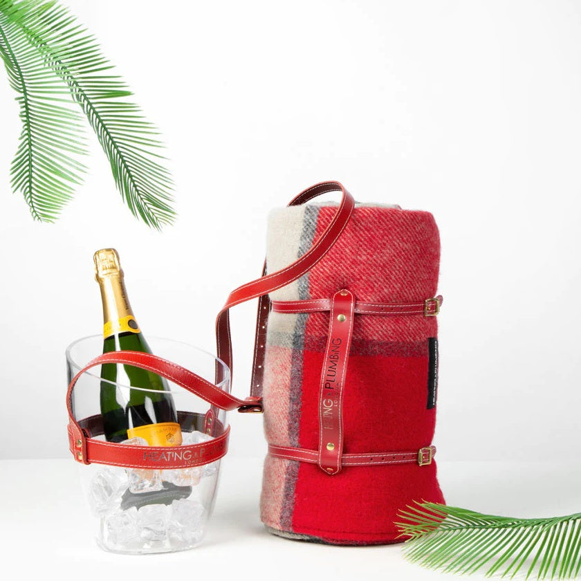 Chladič na šampaňské "Keep Your Cool" - červený kožený řemínek