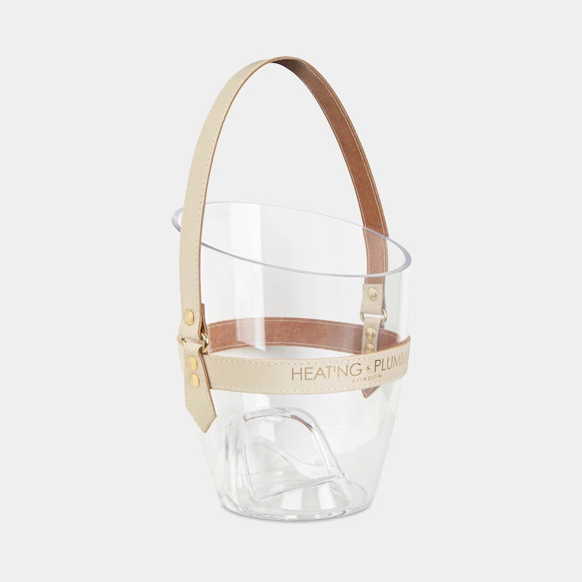 Chladič na šampaňské "Happy Go Sparkly" - krémový kožený řemínek