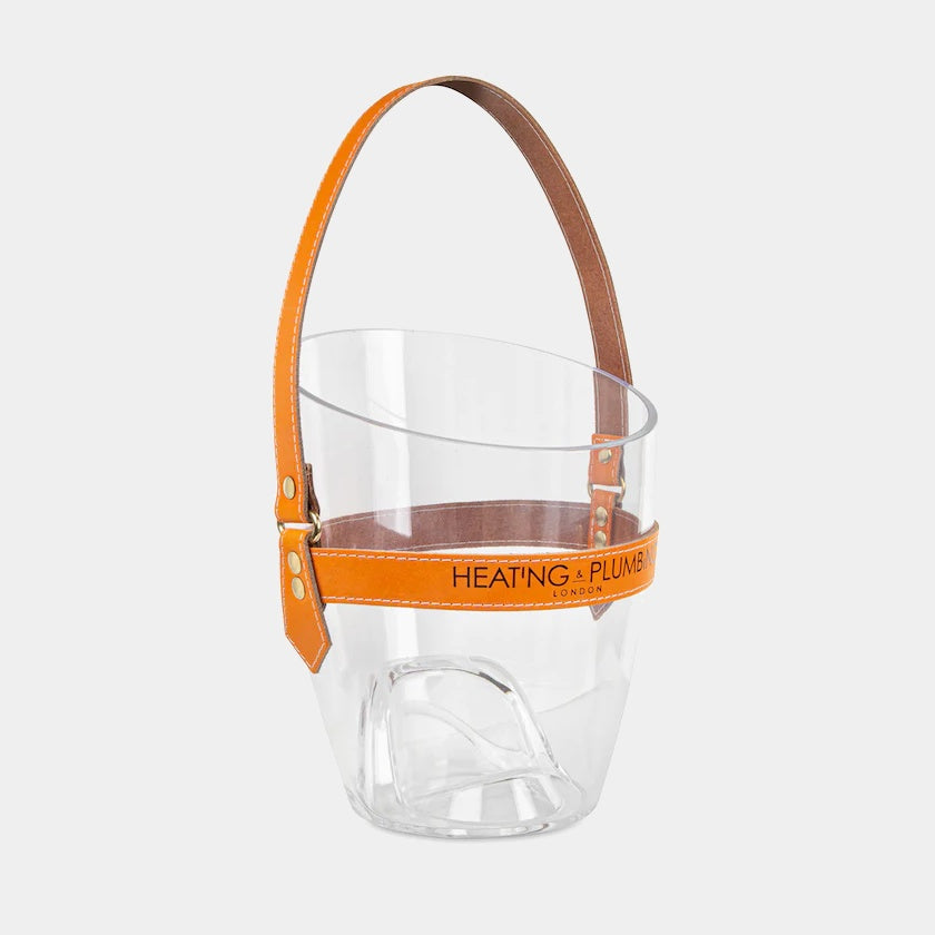 Chladič na šampaňské "Happy Go Sparkly" - oranžový kožený řemínek