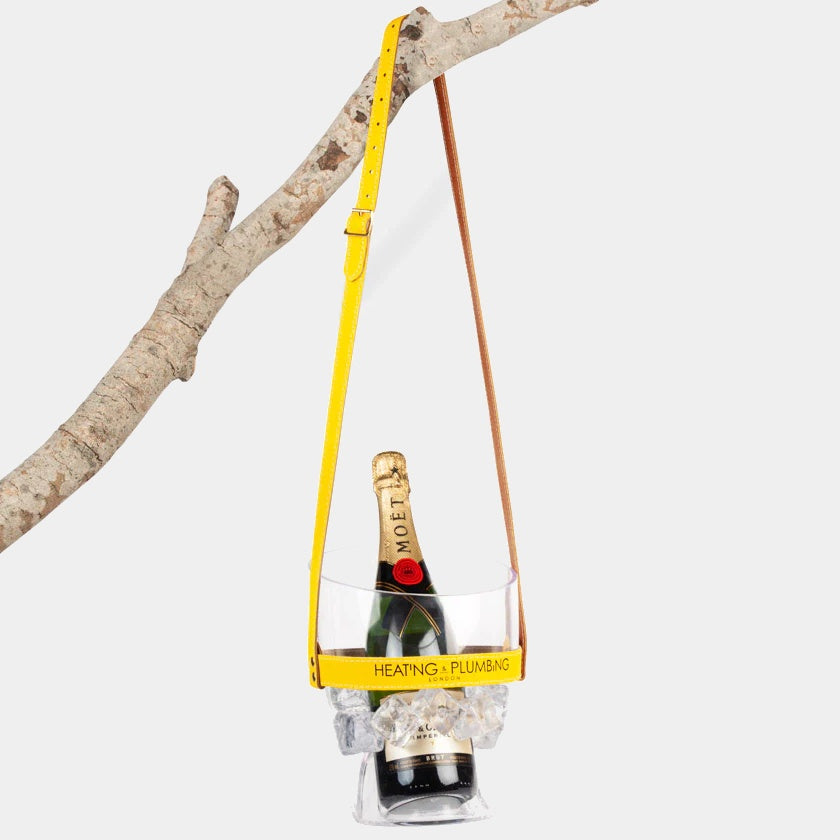 Chladič na šampaňské "Keep Your Cool" - žlutý kožený řemínek