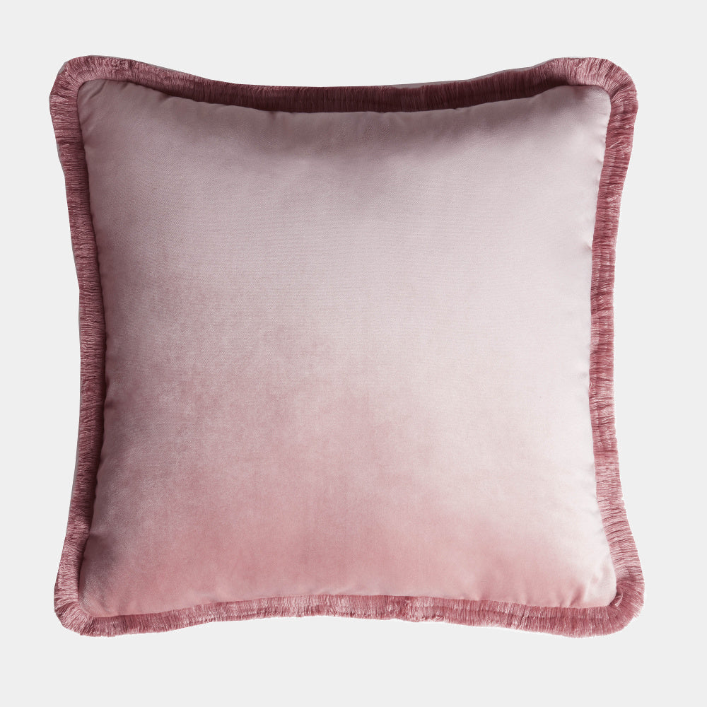 LO DECOR velký sametový dekorační polštář s třásněmi 60x60 růžový