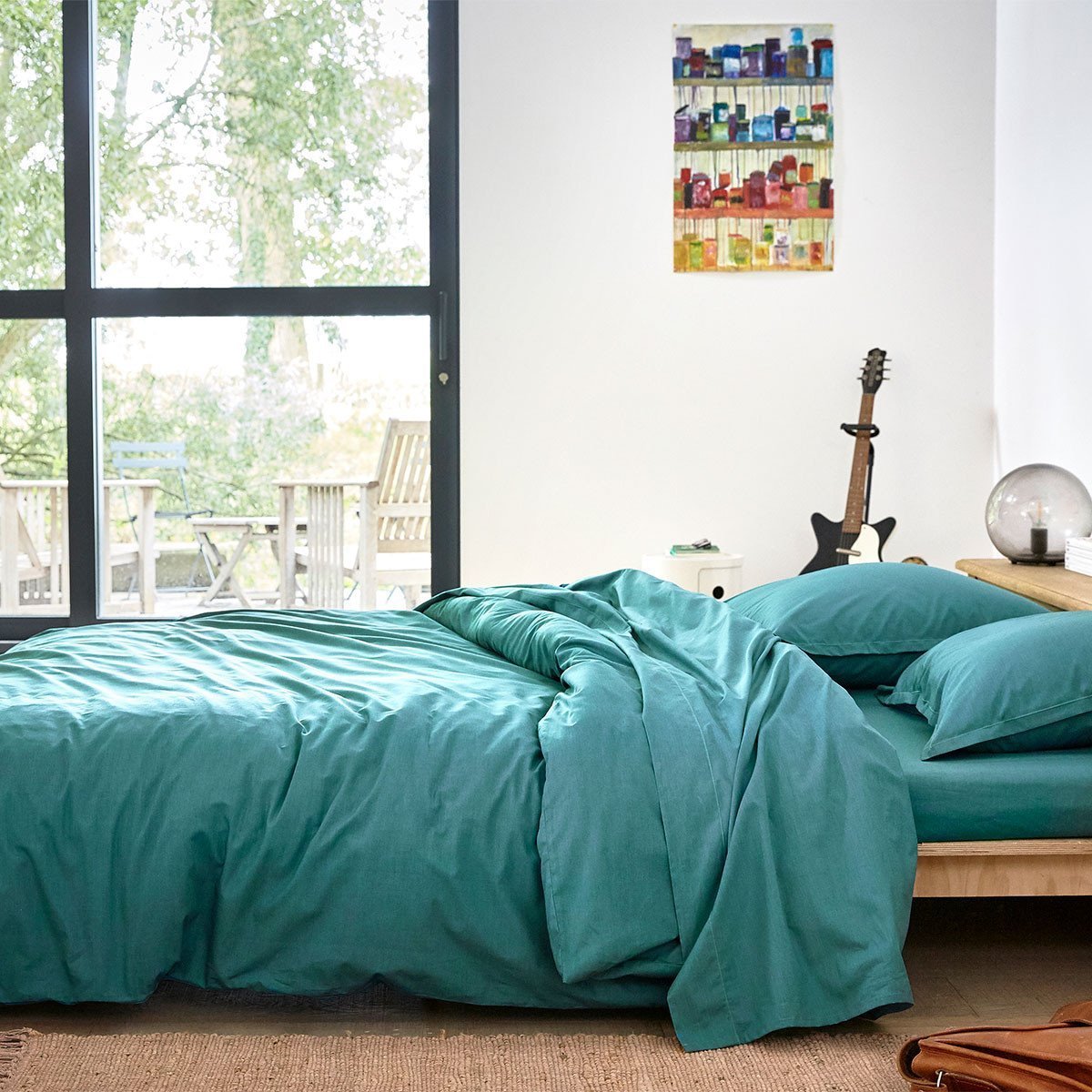 OLIVIER DESFORGES Luxusní perkálové napínací prostěradlo ALCÔVE OCEAN