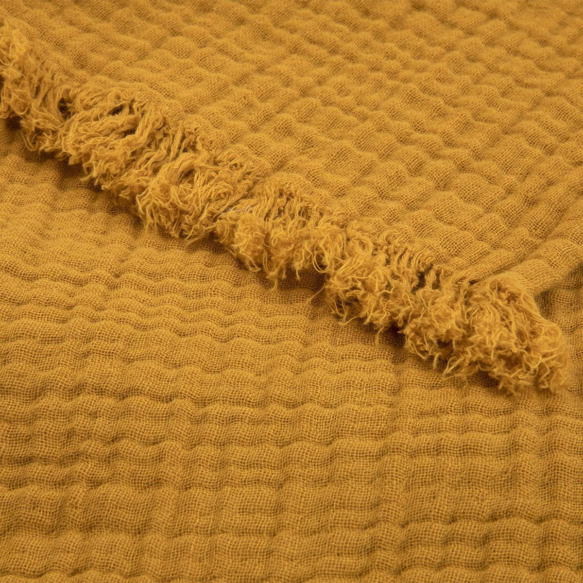 OLIVIER DESFORGES Mušelínový přehoz s třásněmi 140x200 cm CYCLADES AMBRE